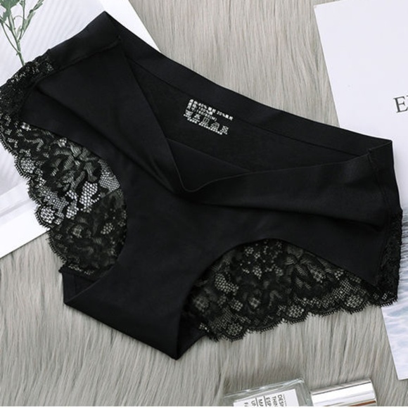 3/$15 Black Floral Lace Bikini Panties Underwear Mid Waist Briefs Seamless Lot - Picture 6 of 6